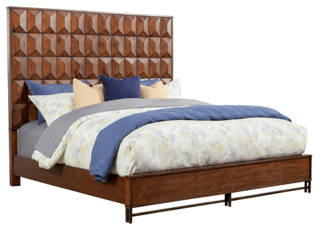 Origins by Alpine Trig California King Wood Panel Bed in Antique Brown