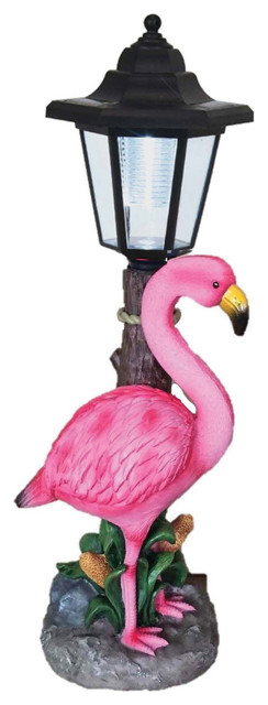 16" Flamingo Solar Light Post