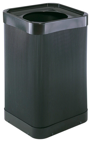 At-Your Disposal Top-Open Waste Receptacle, Square, Polyethylene, 38 gal, Black