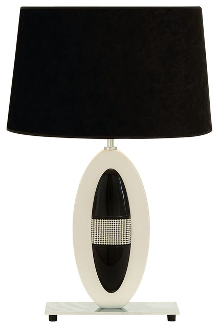 Polystone Metal Opulent Table Lamp with Black and White Lampshade