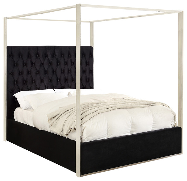 Porter Velvet Bed Transitional Canopy Beds By Meridian Furniture