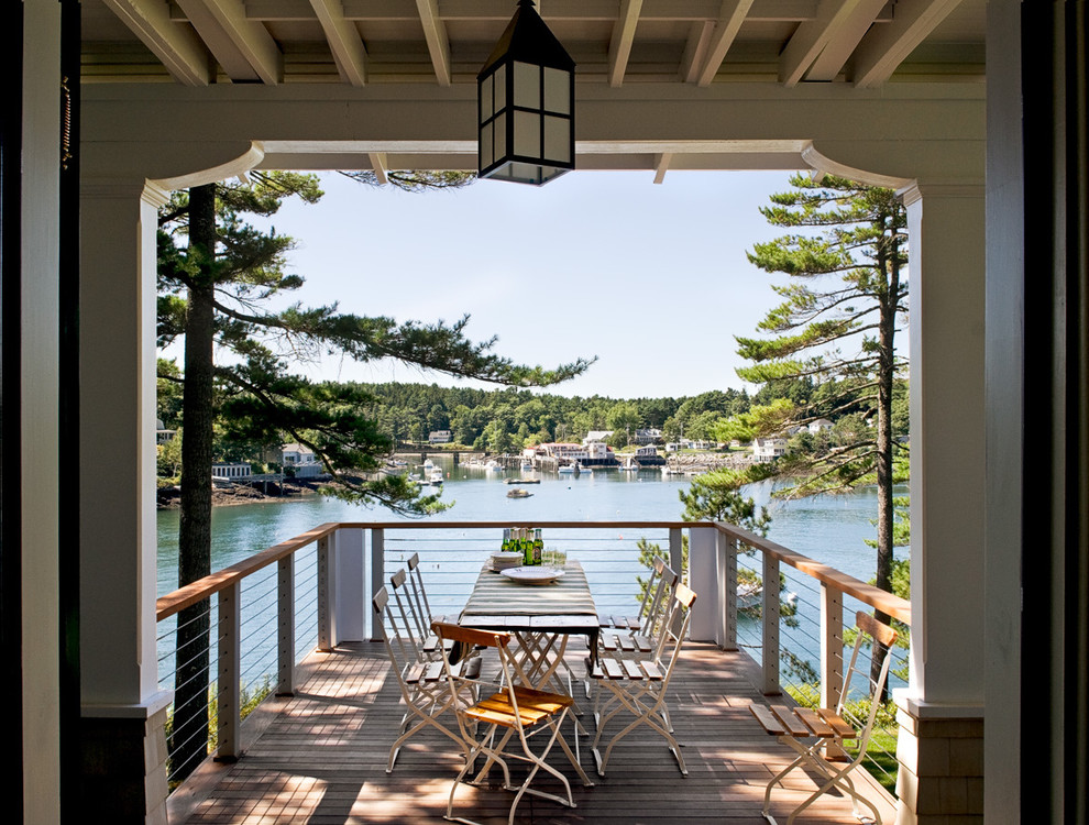 Inspiration for a beach style balcony in Portland Maine.