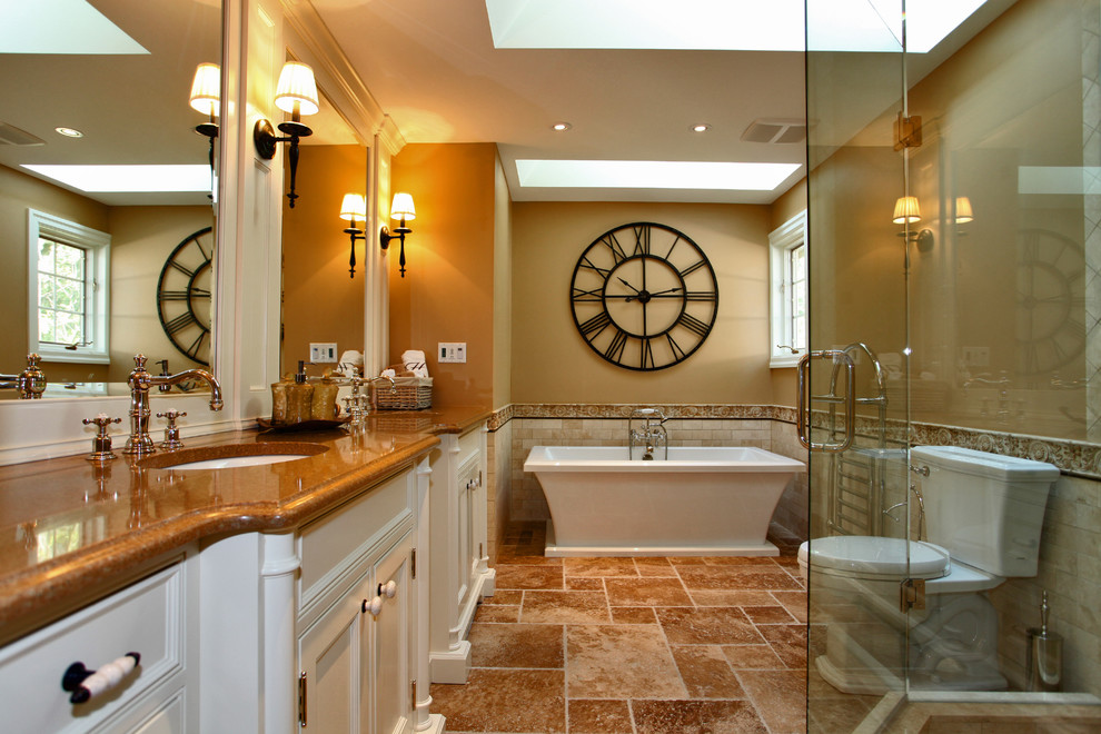 Design ideas for a traditional bathroom in Toronto with a freestanding tub.