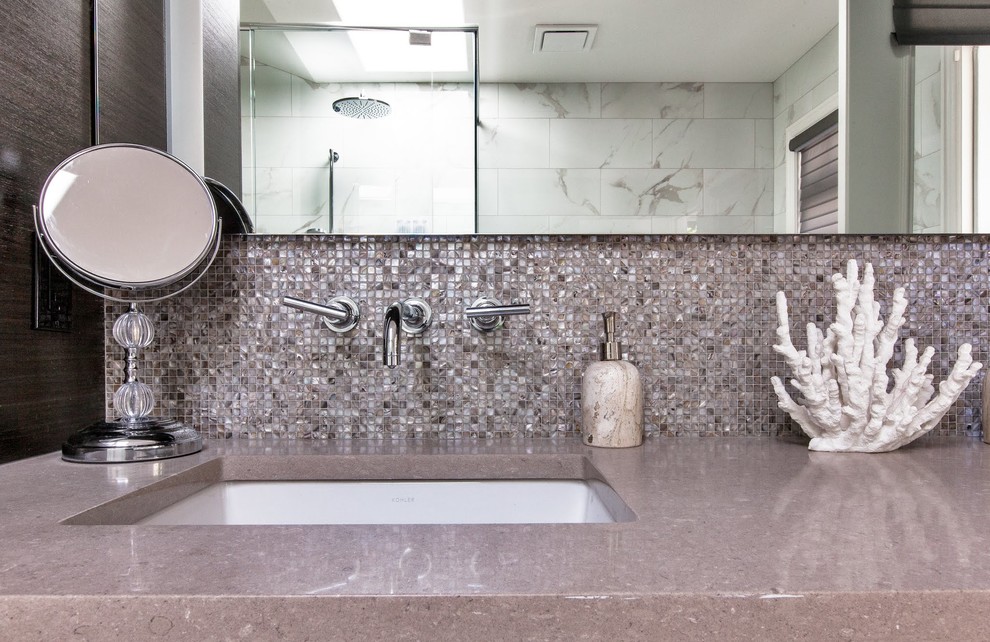 North Vancouver Modern Bathrooms Abalone Mosaic Tiles