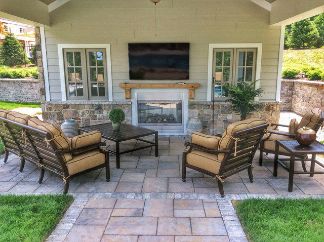 Pool Cabana With Outdoor Entertaining Area Tv And Fireplace