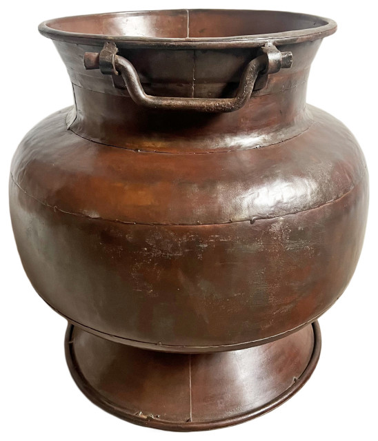 Consigned Vintage India Iron Pot Industrial Outdoor Pots And