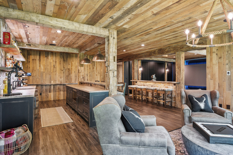 Basement - rustic basement idea in Minneapolis