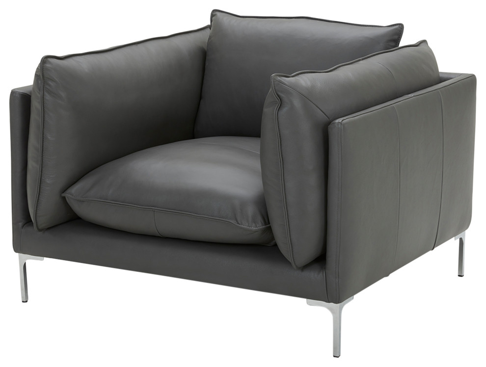 Divani Casa Harvest Modern Gray Full Leather Chair