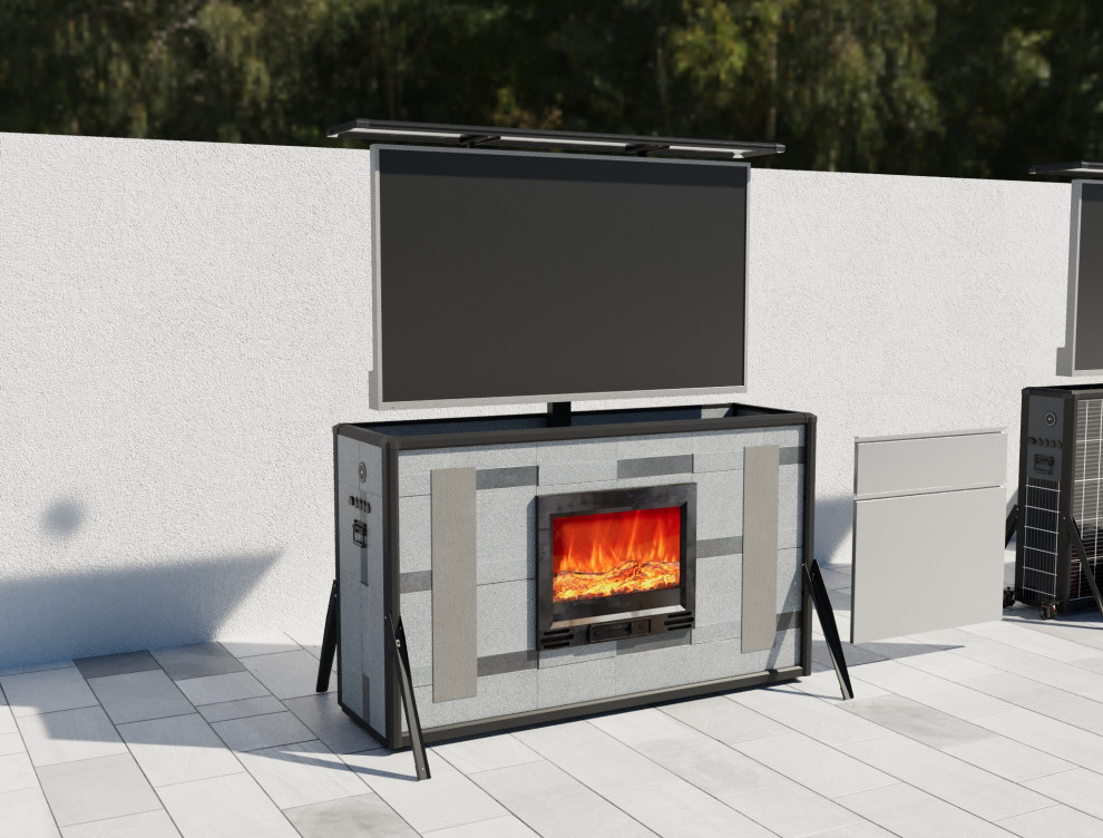 Fireplace TV lift cabinet