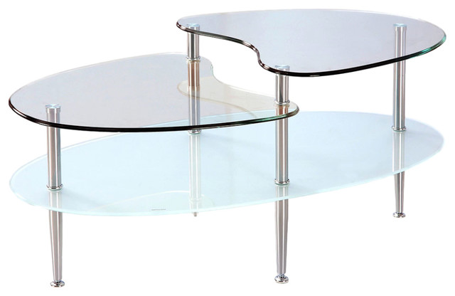 Mariner Glass Oval Coffee Table, Sophia Modern Stainless Steel And Glass Coffee Table