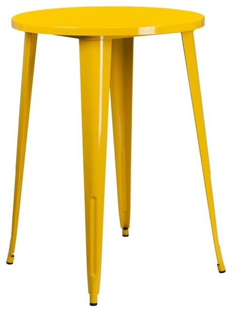 Bowery Hill Galvanized Steel Metal/Rubber Patio Bistro Table in Yellow - Contemporary - Outdoor ...