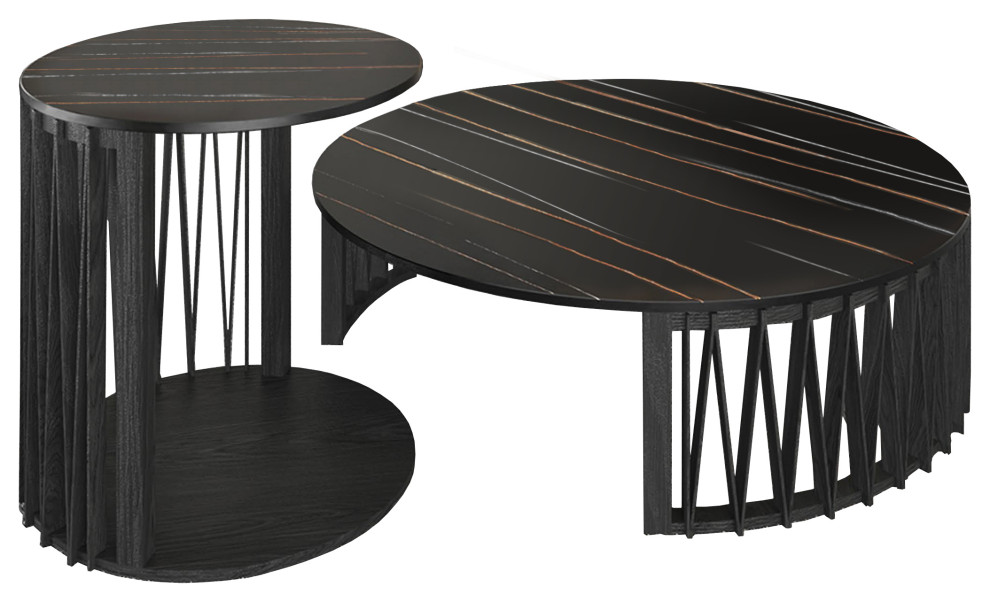 Modrest Larimer Modern Round Coffee Table Set