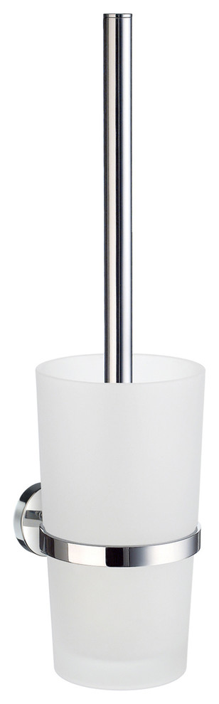 Home Toilet Brush With Glass Container Chrome