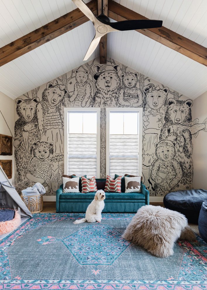 Inspiration for a rustic kids' bedroom in Houston.