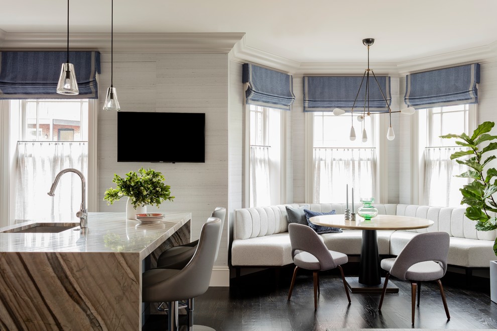 Design ideas for a transitional dining room in Boston.