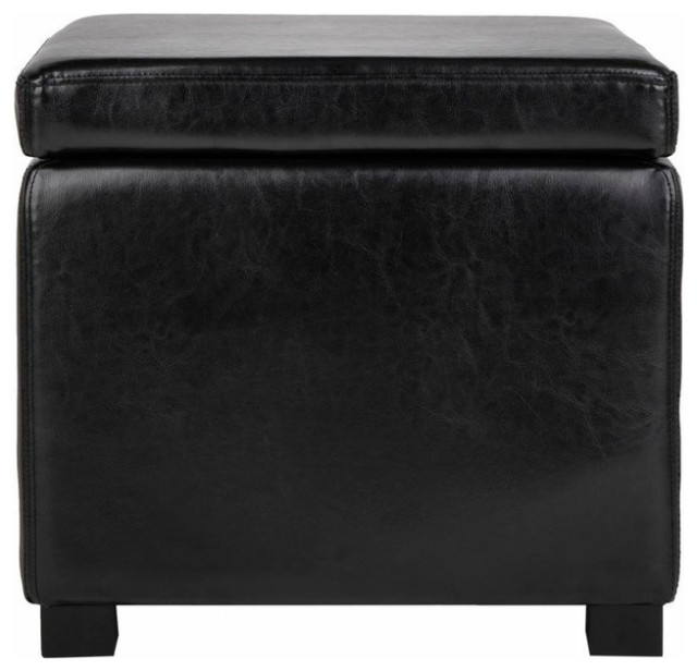 Keaton Flip Top Ottoman Black Contemporary Footstools And Ottomans