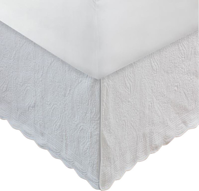 Greenland Home Paisley Bed Skirt 18-Inch Quilted White Twin