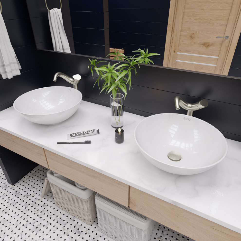 18" Round Ceramic Above Mount Bathroom Basin Vessel Sink - Contemporary - Bathroom  Sinks - by Buildcom | Houzz