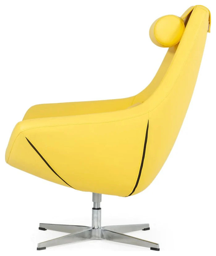 Pearce Modern Yellow Eco, Leather Accent Chair Midcentury Armchairs