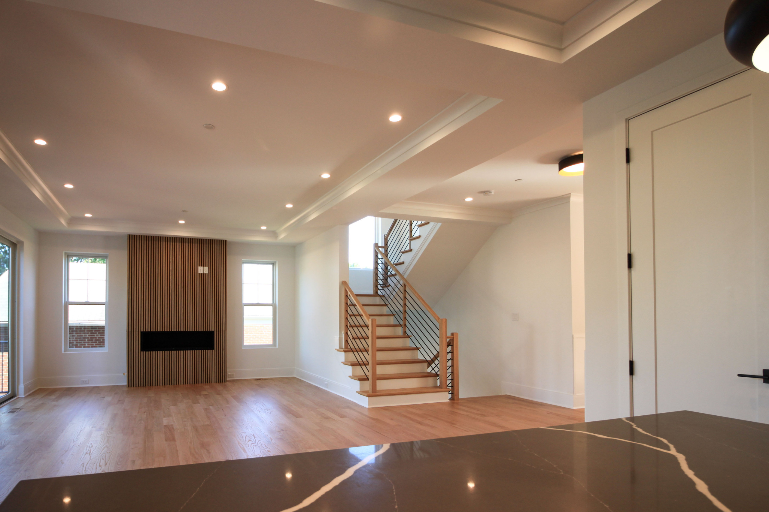 94_Neutral Color Floating Staircase with Metal Balusters, Bethesda MD 20817