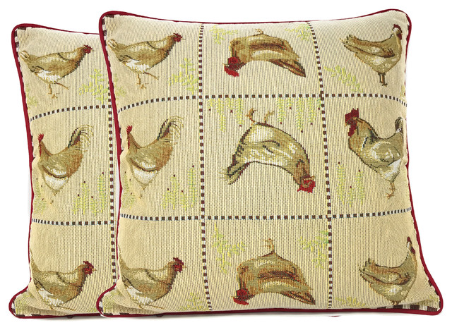 2pcs decorative throw farmhouse animal rooster chicken cushion cover 