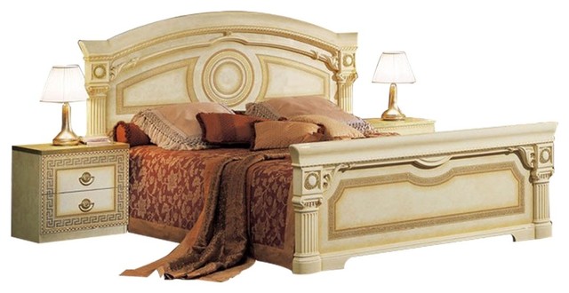 Aida Italian 3 Piece Bedroom Set Ivory Queen