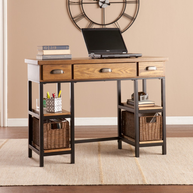 Weathered Gray Home Office Desk Desks And Hutches by HomeRoots Houzz
