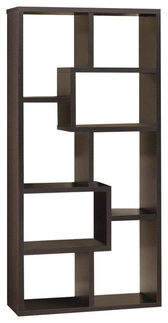 Benzara BM156233 Contemporary Asymmetrical Cube Bookcase, Brown