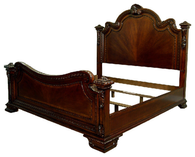 Victorian Old World Cherry Estate Bed, Queen Victorian Panel Beds