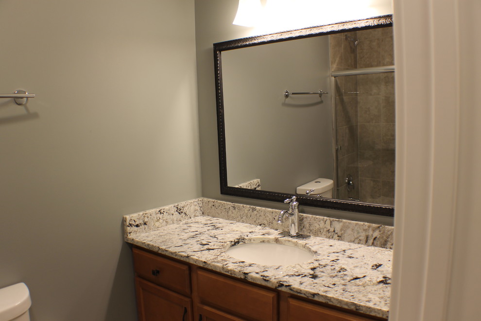 Example of a transitional home design design in Chicago
