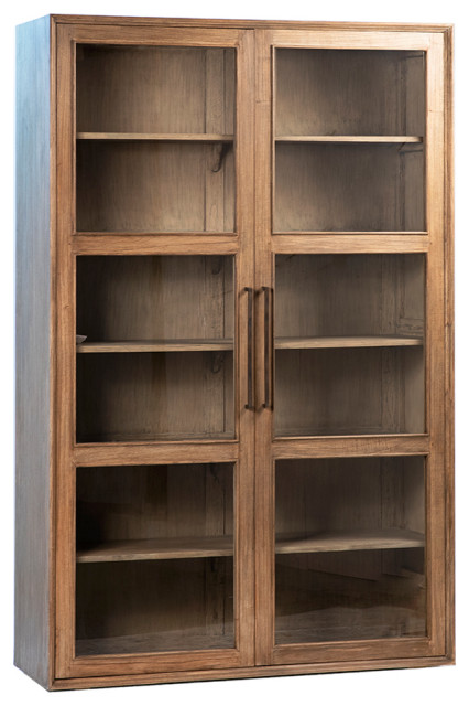 79 Tall Galena Wood Glass Cabinet, Tall Wooden Cabinets With Shelves