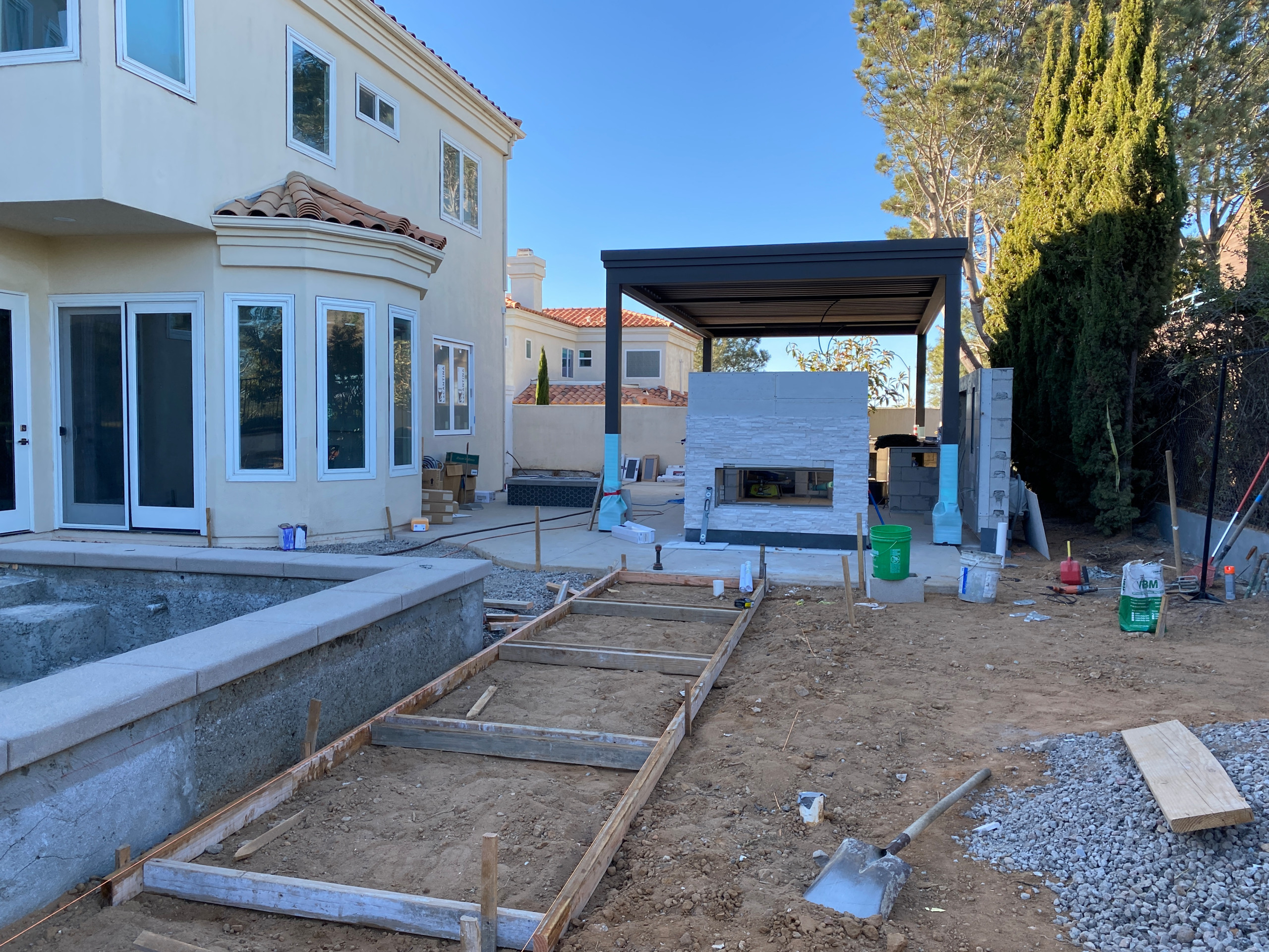 Concrete Pour and Fireplace Construction in Del Mar