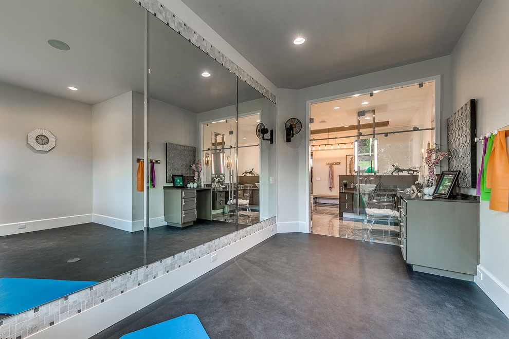 Transitional home gym in Oklahoma City.