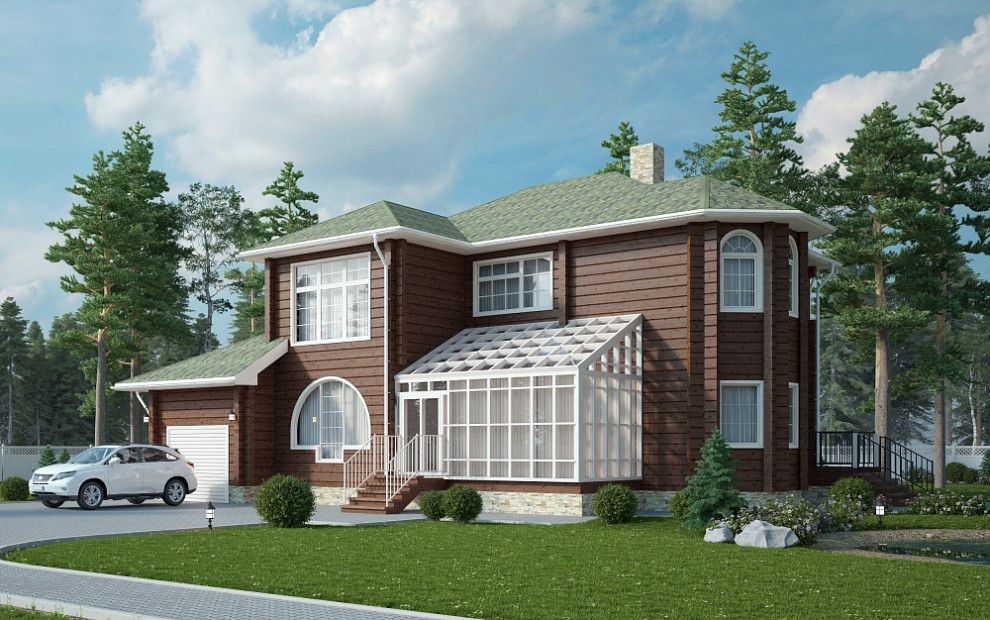 Дом с зимним садом | Клееный брус | Пегас 243