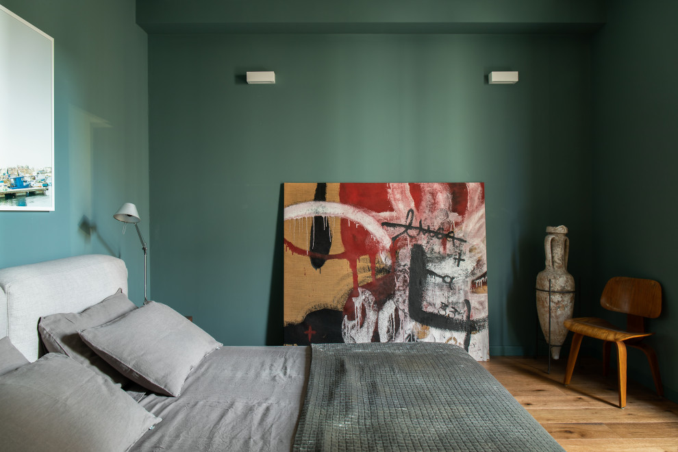 ミラノにあるインダストリアルスタイルのおしゃれな寝室のレイアウト