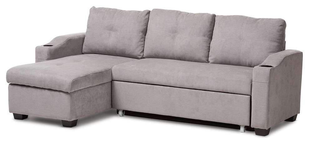 Lianna Dark Gray Fabric Upholstered, Baxton Studio Lianna Contemporary Sectional Sleeper Sofa