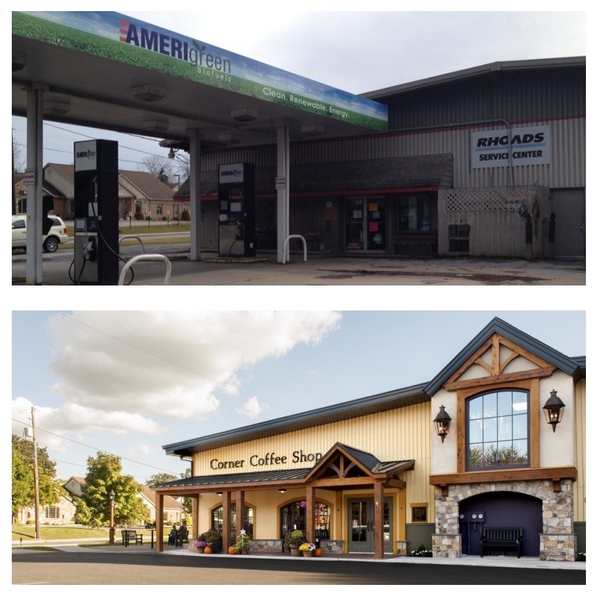 Gas station to coffee shop