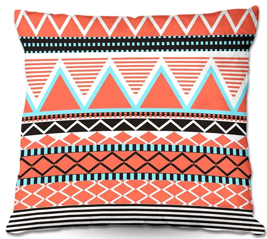 Coral Tribal Throw Pillow, 22"x22"