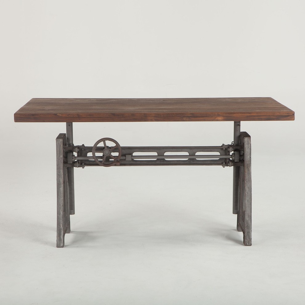 59 L Industrial Office Desk With Weathered Top Hand Crank