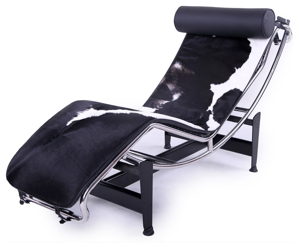 Gravity Cowhide Chaise Lounge, Black, Tubular Pillow