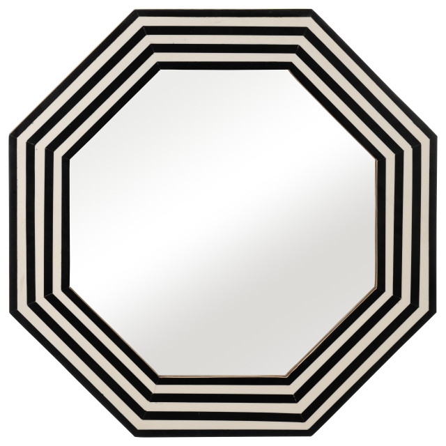 Sagebrook Home Contemporary Octagon Mirror With Black and White 17388