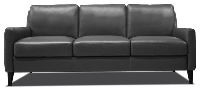 Genuine Italian Leather Sofa in Gun Metal Gray
