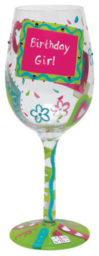 "Birthday Girl Too" Wine Glass