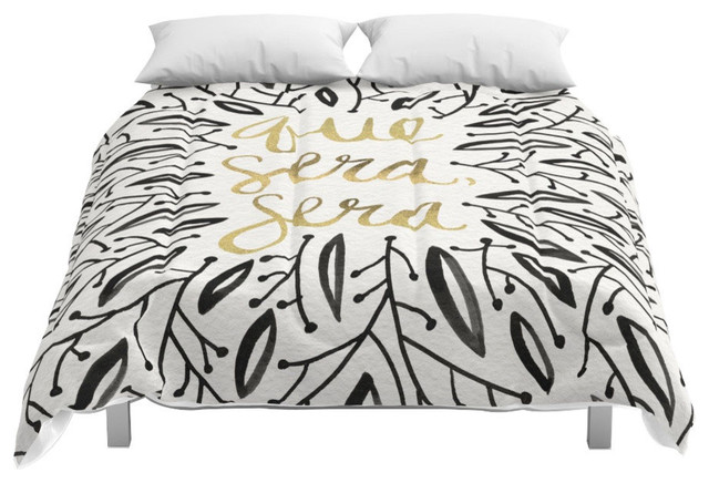 Society6 Whatever Will Be Will Be Black And Gold Comforter