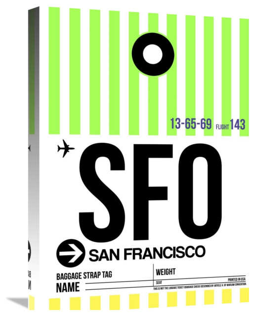 "SFO San Francisco Luggage Tag 3" Fine Art Print, 18" x 24" Modern