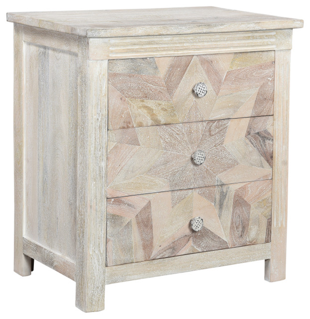 Alden Geometric Pattern Nightstand Farmhouse Nightstands And