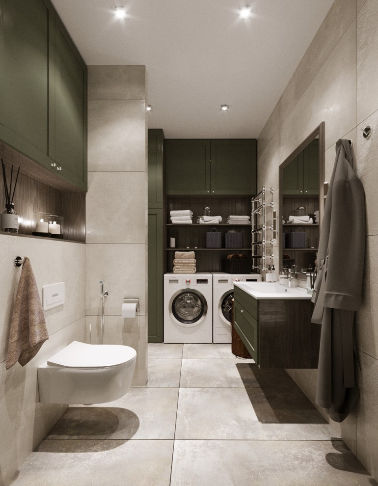 Ванная комната с постирочной