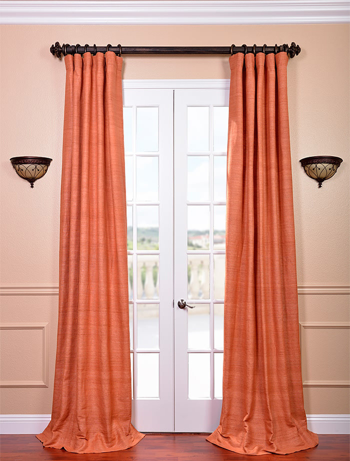 Raw Silk Terracotta Curtain Panel