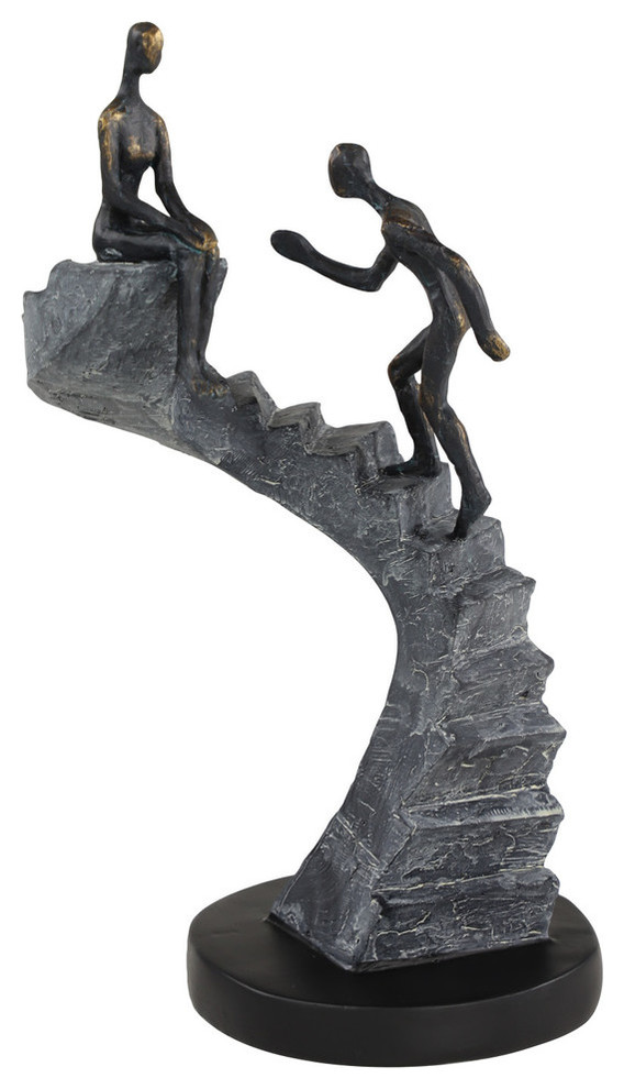 Modern Black Polystone Sculpture 58372 Contemporary Decorative