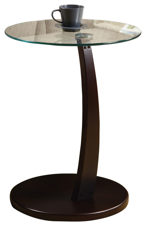 Accent Table With Tempered Glass, Cappuccino